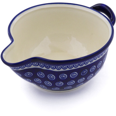 Polish Pottery Batter Bowl 10&quot; Cobalt Swirl