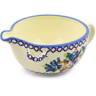 Polish Pottery Batter Bowl 10&quot; Lace Collar UNIKAT