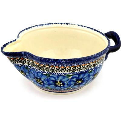 Polish Pottery Batter Bowl 10&quot; Regal Bouquet UNIKAT