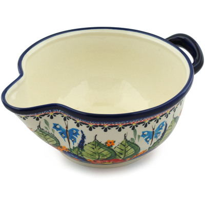 Polish Pottery Batter Bowl 10&quot; Spring Splendor UNIKAT