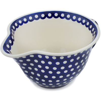 Polish Pottery Batter Bowl 11&quot; Polka Dot