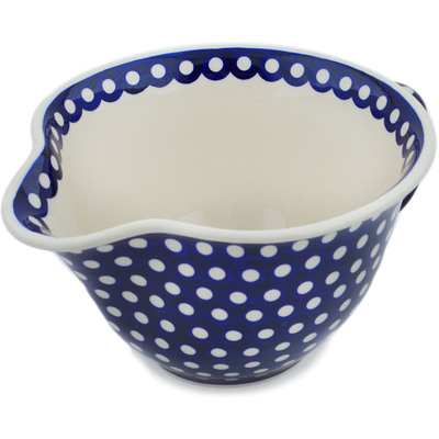 Polish Pottery Batter Bowl 11" Polka Dot