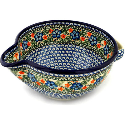 Polish Pottery Batter Bowl 12&quot; Cobblestone Garden