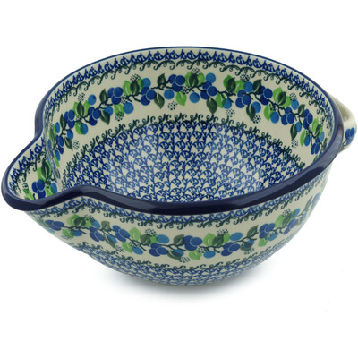 Polish Pottery Batter Bowl 12&quot; Limeberry