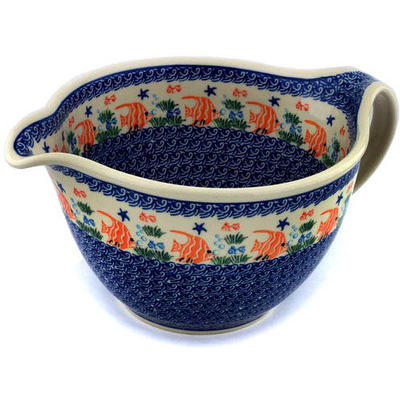 Polish Pottery Batter Bowl 13&quot; Angel Fish