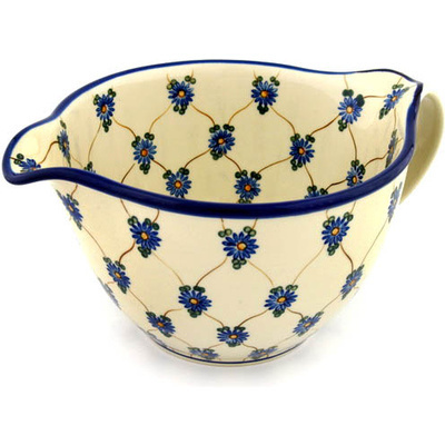 Polish Pottery Batter Bowl 13&quot; Aster Trellis