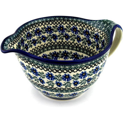 Polish Pottery Batter Bowl 13&quot; Blue Chicory