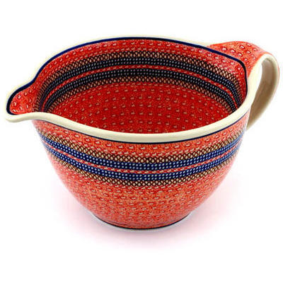 Polish Pottery Batter Bowl 13&quot; Fandango