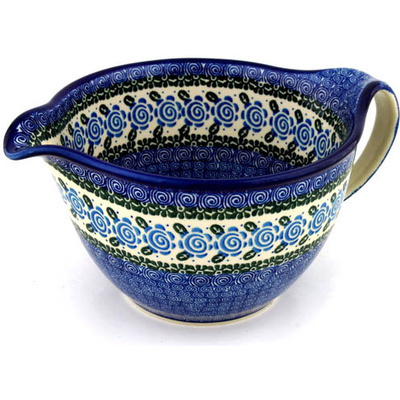 Polish Pottery Batter Bowl 13&quot; Swirling Cabbage