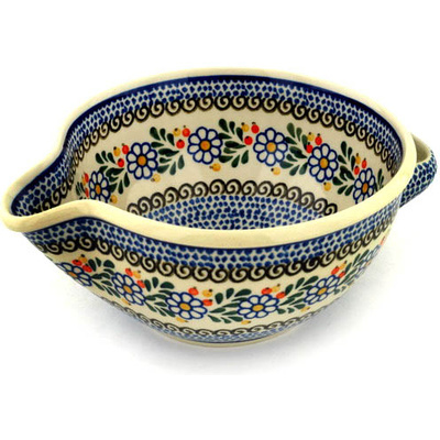 Polish Pottery Batter Bowl 7&frac12;-inch Berries And Daisies