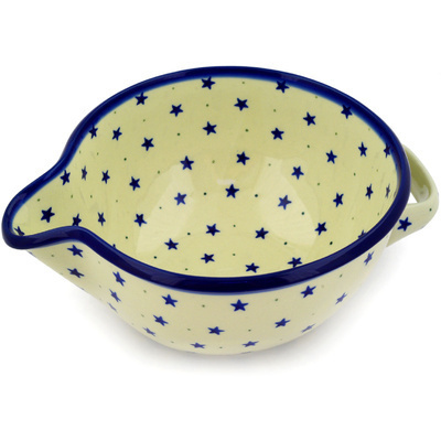 Polish Pottery Batter Bowl 7&frac12;-inch Blue Star Sprinkle