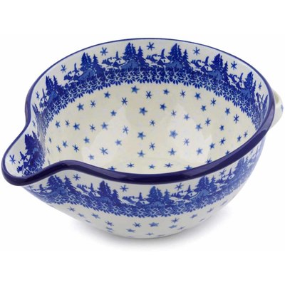 Polish Pottery Batter Bowl 7&frac12;-inch Blue Winter
