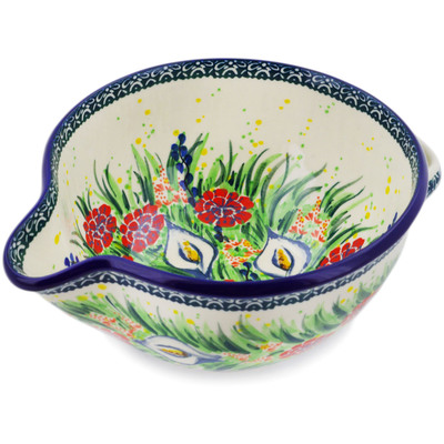 Polish Pottery Batter Bowl 7&frac12;-inch Canna Lily Elegance UNIKAT