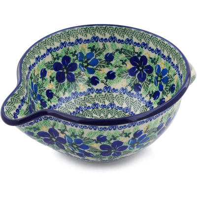 Polish Pottery Batter Bowl 7&frac12;-inch Forget Me Not Meadow UNIKAT