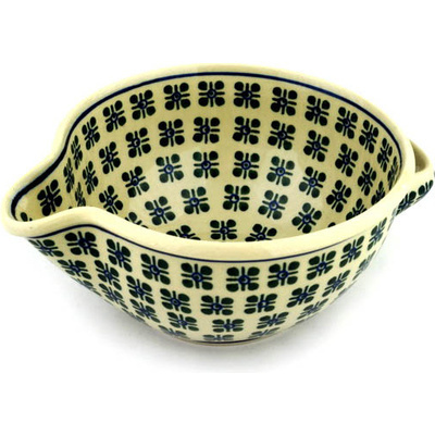 Polish Pottery Batter Bowl 7&frac12;-inch Four Square Dots