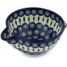 Polish Pottery Batter Bowl 7&frac12;-inch Peacock Leaves