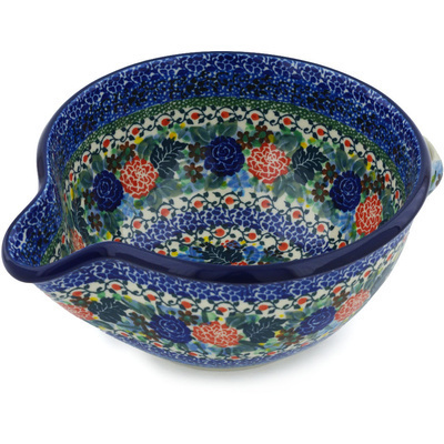 Polish Pottery Batter Bowl 7&frac12;-inch Robbin&#039;s Meadow UNIKAT