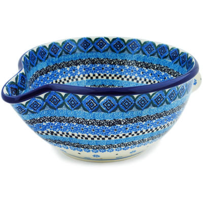 Polish Pottery Batter Bowl 7&frac12;-inch Sparkling Sea UNIKAT