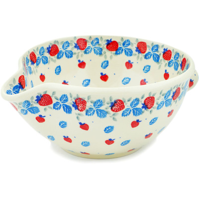 Polish Pottery Batter Bowl 7&frac12;-inch Strawberry Heaven