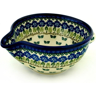 Polish Pottery Batter Bowl 7&frac12;-inch Wondering Leaves