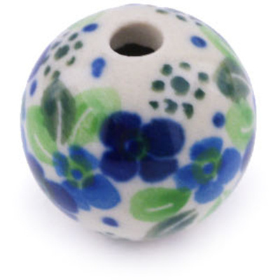 Polish Pottery Bead 1&quot; Blue Phlox
