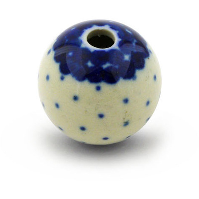 Polish Pottery Bead 1&quot; Blue Polka Dot