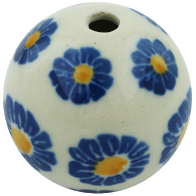 Polish Pottery Bead 1&quot; Blue Zinnia