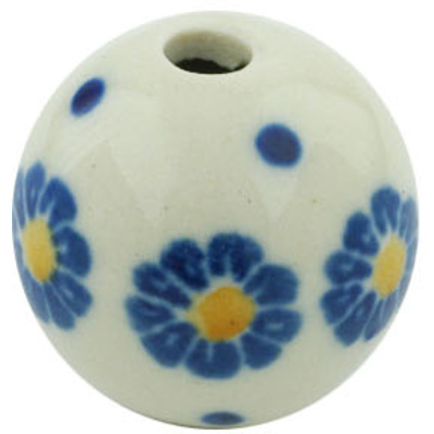 Polish Pottery Bead 1&quot; Blue Zinnia