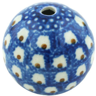 Polish Pottery Bead 1&quot; Brown Eyed Peacock