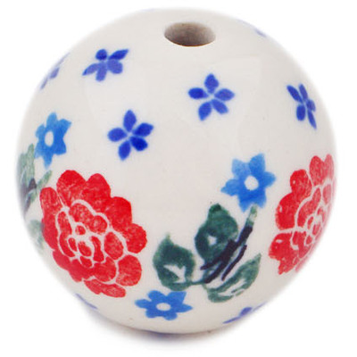 Polish Pottery Bead 1&quot; Burst Of Roses