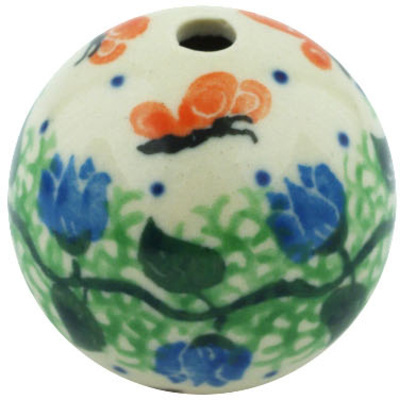 Polish Pottery Bead 1&quot; Butterfly In The Tulips