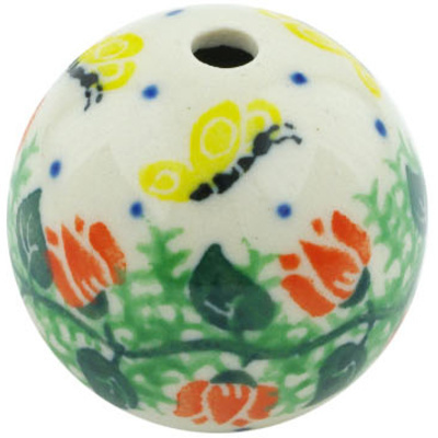 Polish Pottery Bead 1&quot; Butterfly Vine