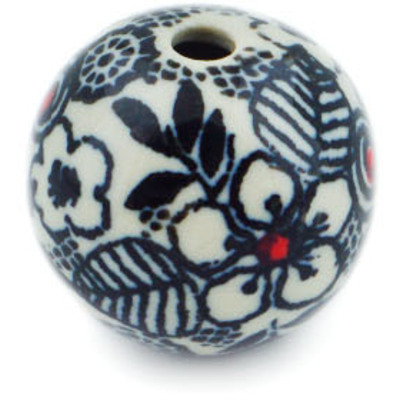 Polish Pottery Bead 1&quot; Classic Black And White UNIKAT