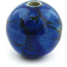 Polish Pottery Bead 1&quot; Cobalt Poppies UNIKAT