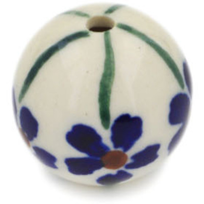 Polish Pottery Bead 1&quot; Flowering Peacock