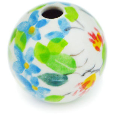 Polish Pottery Bead 1&quot; Green With Envy UNIKAT