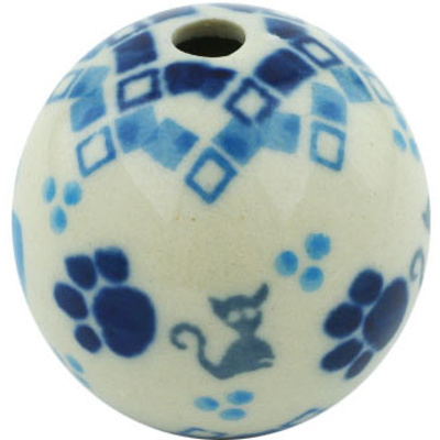 Polish Pottery Bead 1&quot; Kitty Love