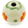 Polish Pottery Bead 1" Peach Spring Daisy