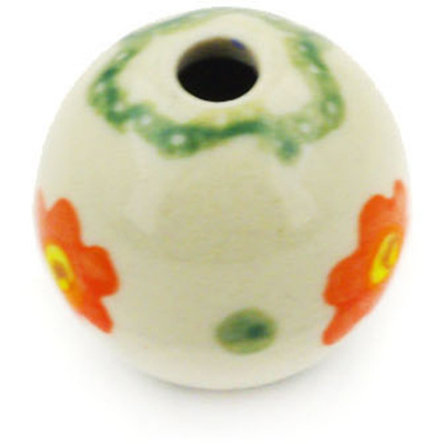 Polish Pottery Bead 1&quot; Peach Spring Daisy