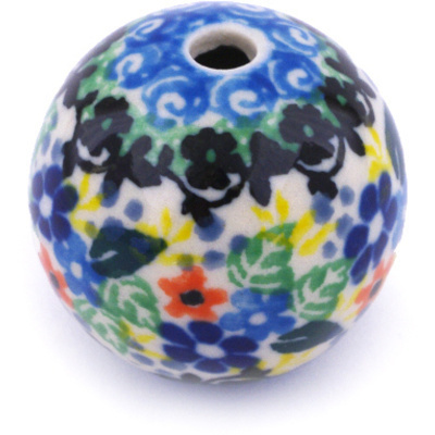 Polish Pottery Bead 1&quot; Rose Bouquet UNIKAT