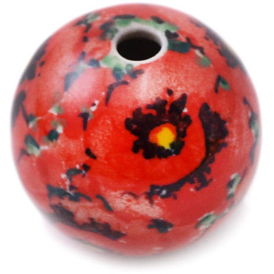 Polish Pottery Bead 1&quot; Savvy Scarlet UNIKAT