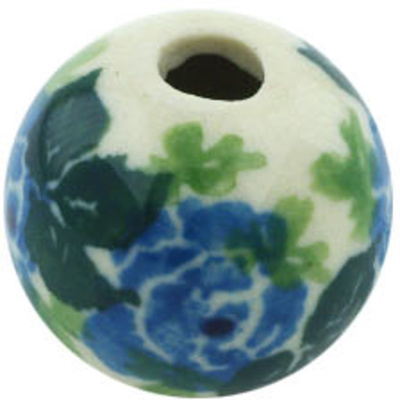 Polish Pottery Bead &frac34;-inch Blue Rose