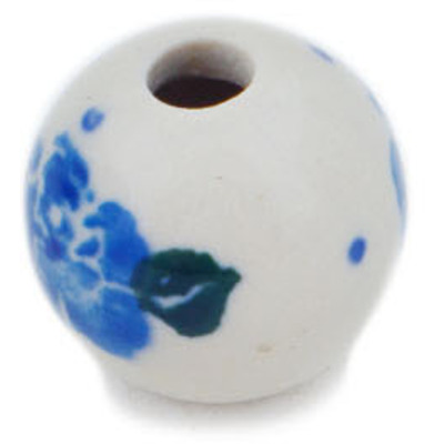 Polish Pottery Bead &frac34;-inch Blue Rose