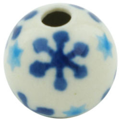 Polish Pottery Bead &frac34;-inch Blue Snowflake