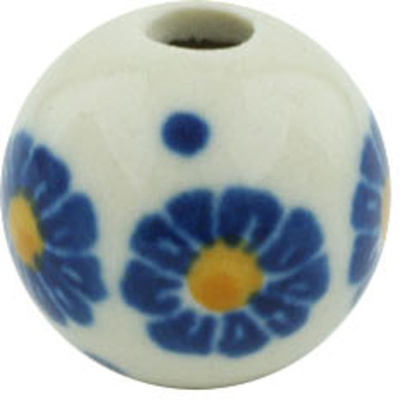 Polish Pottery Bead &frac34;-inch Blue Zinnia
