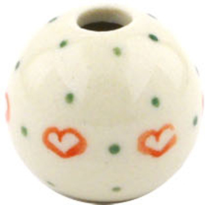 Polish Pottery Bead &frac34;-inch Flowering Hearts