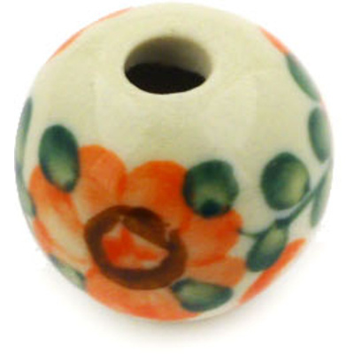 Polish Pottery Bead &frac34;-inch Orange Poppies