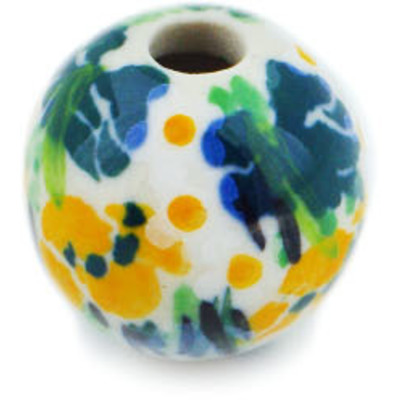 Polish Pottery Bead &frac34;-inch Peaceful Garden UNIKAT