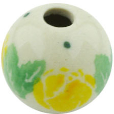 Polish Pottery Bead &frac34;-inch Yellow Rose