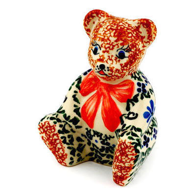 Polish Pottery Bear Figurine 4&quot;